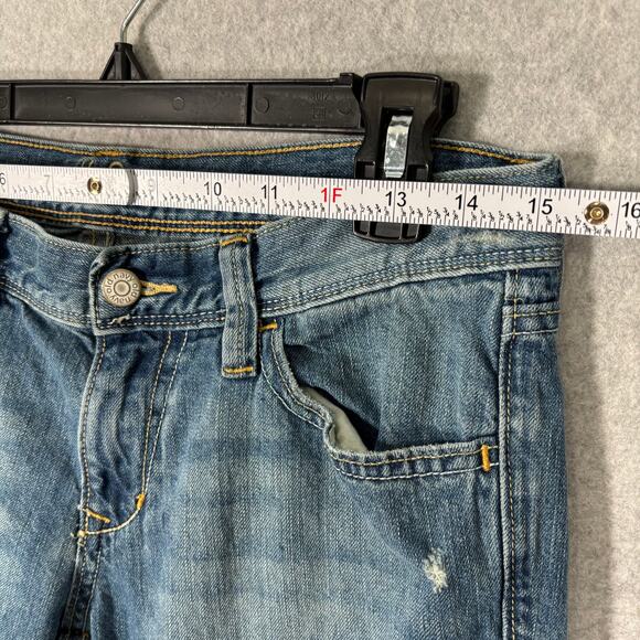 Old Navy Jeans Women 6 Baby Boot Diva Pocket Flap Y2K Knee Hole Whiskers Western - Picture 7 of 12